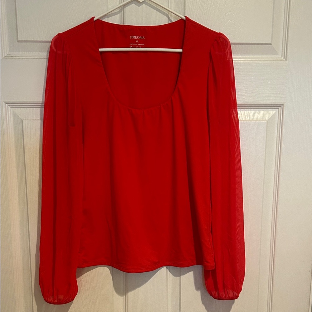Vibrant Red Long Sleeve Blouse